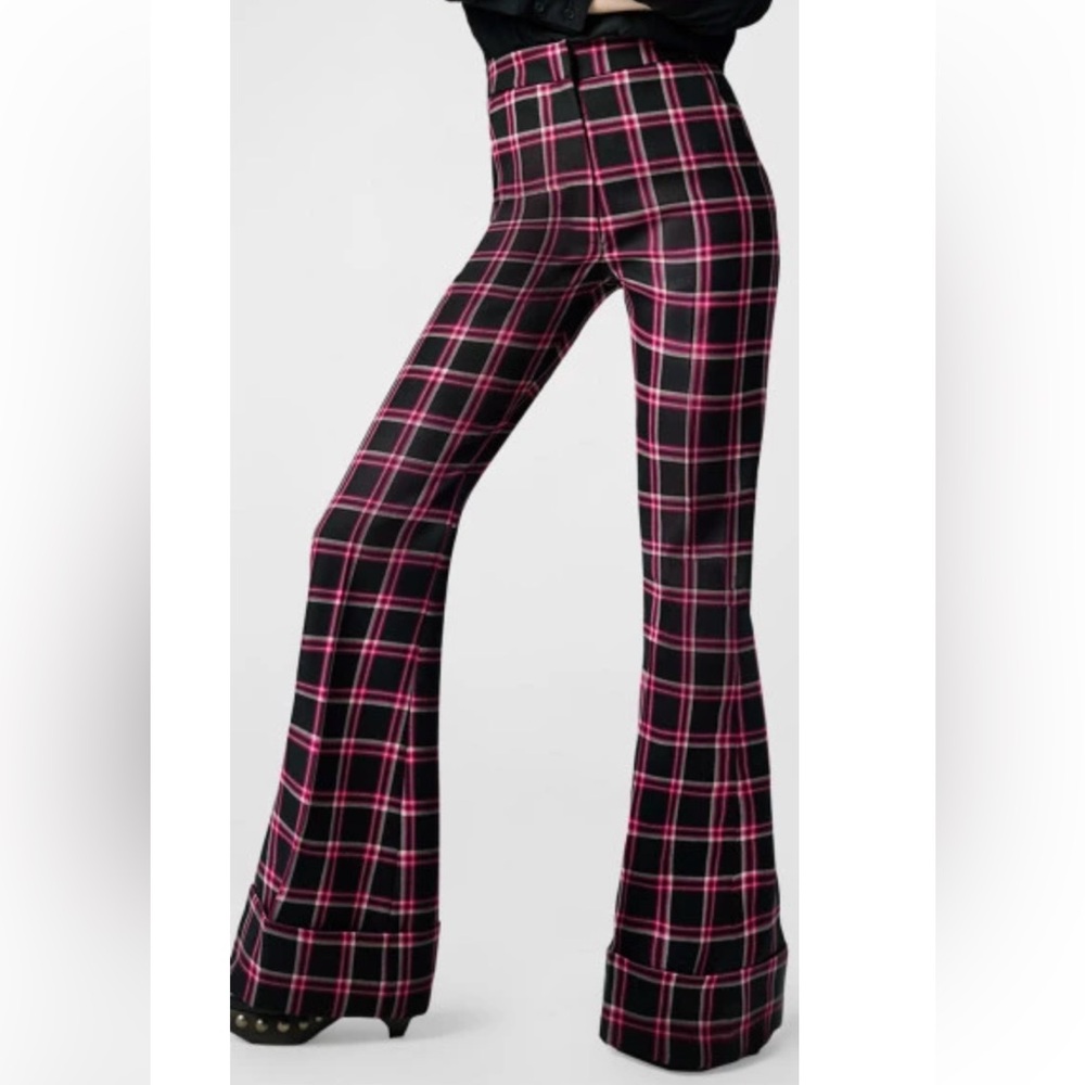 ✨ SMYTHE 100% Wool Black & Pink Plaid High-Waisted Trousers — Size 8 ✨